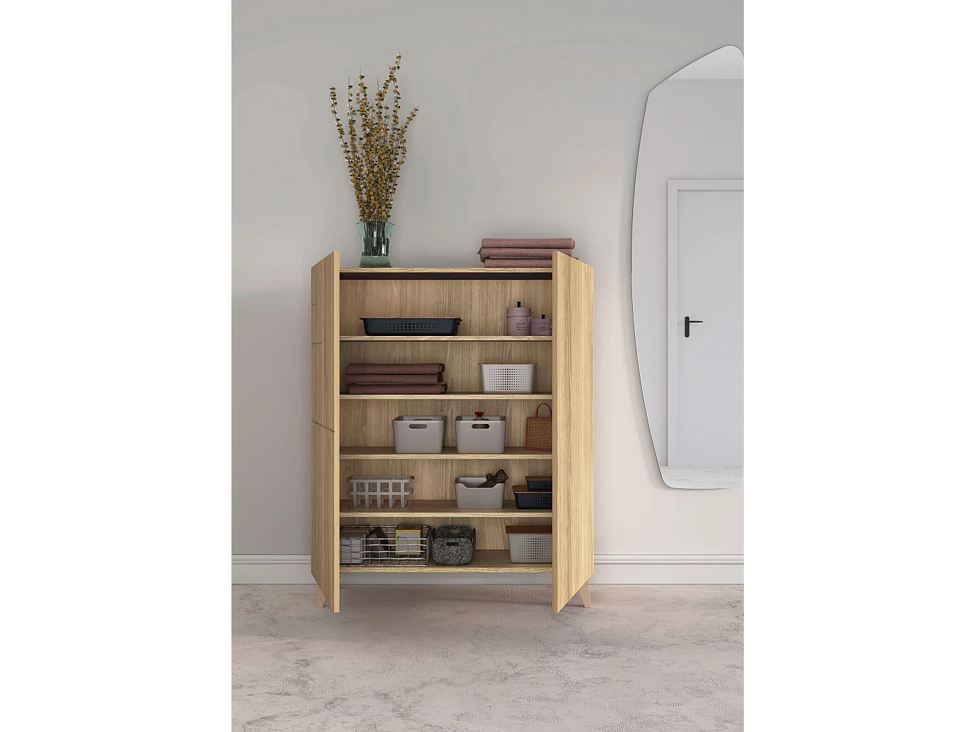 Mueble zapatero/armario - A109cm x L90cm x P27cm roble dorado - Malmo