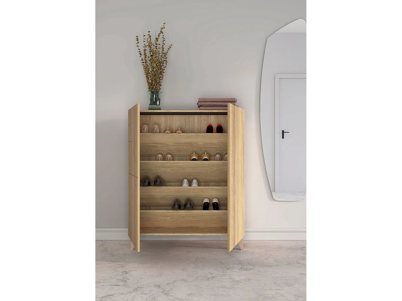 Mueble zapatero/armario - A109cm x L90cm x P27cm roble dorado - Malmo