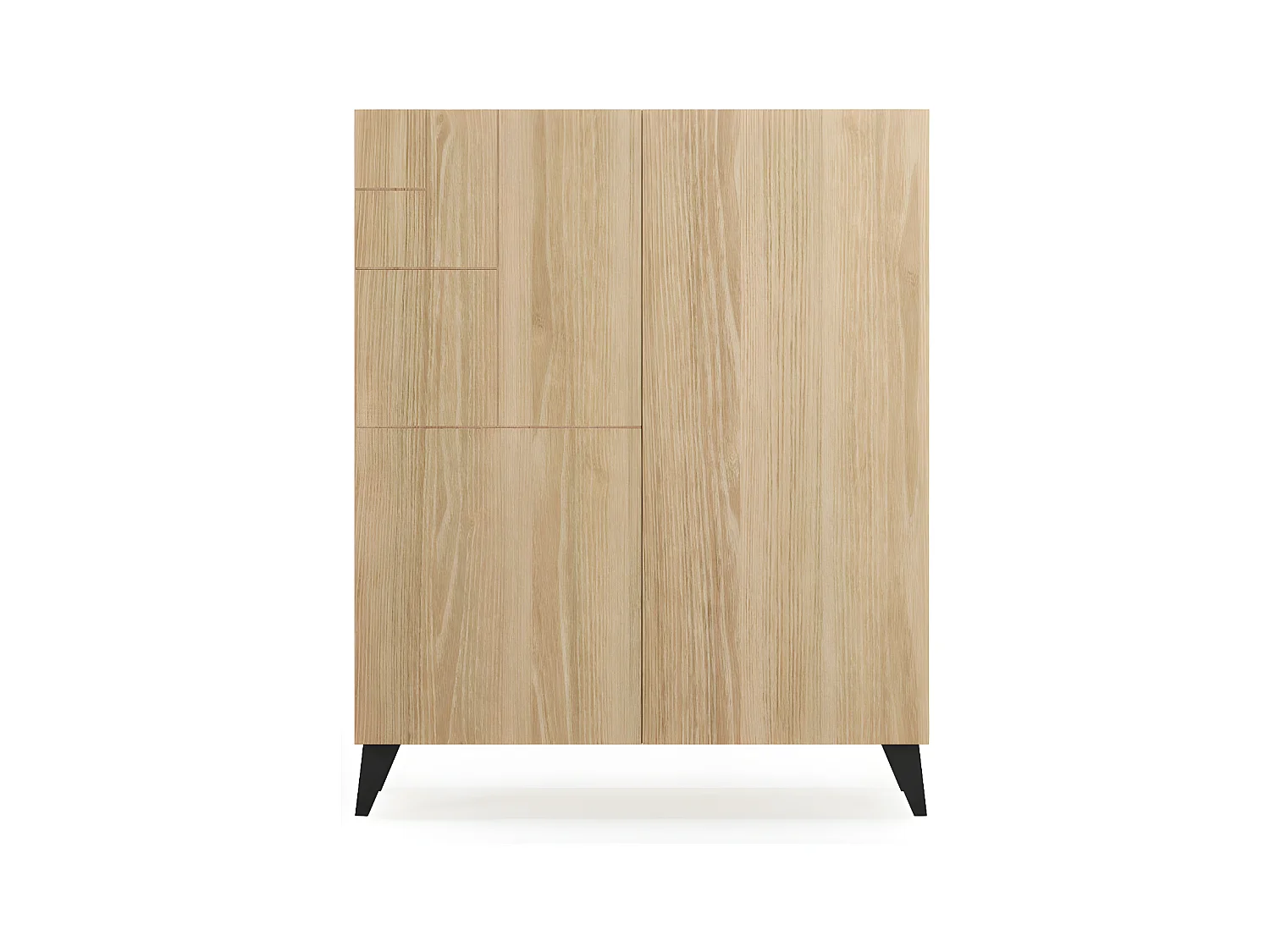 Meuble à chaussures/rangement - H109cm x L90cm x P27cm chêne doré piètement noir - Malmo