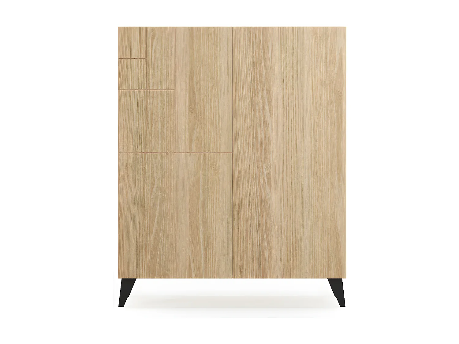 Meuble à chaussures/rangement - H109cm x L90cm x P27cm chêne doré piètement noir - Malmo