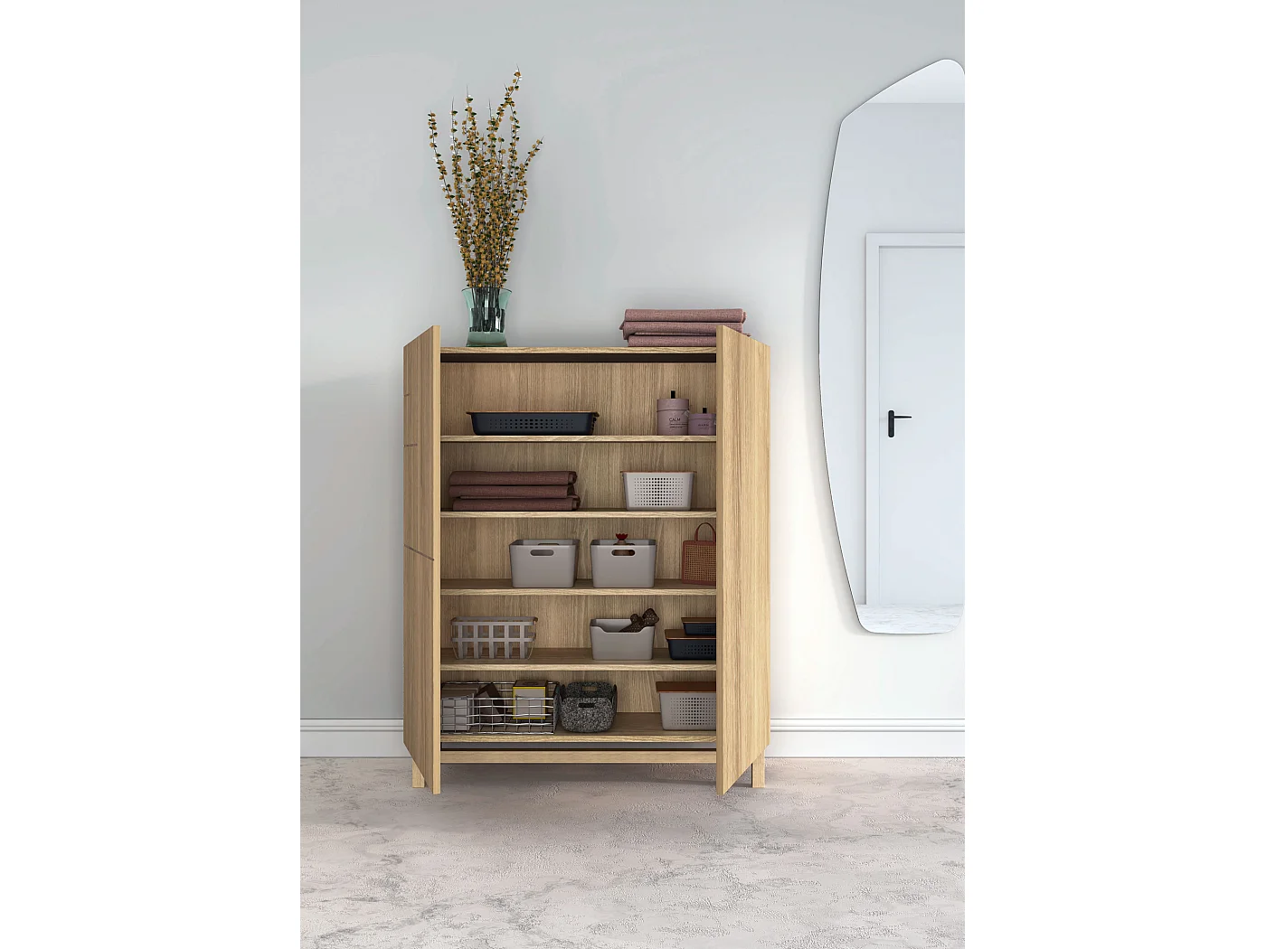 Móvel sapateira/armário - A112cm x C90cm x P27cm carvalho dourado - Volda