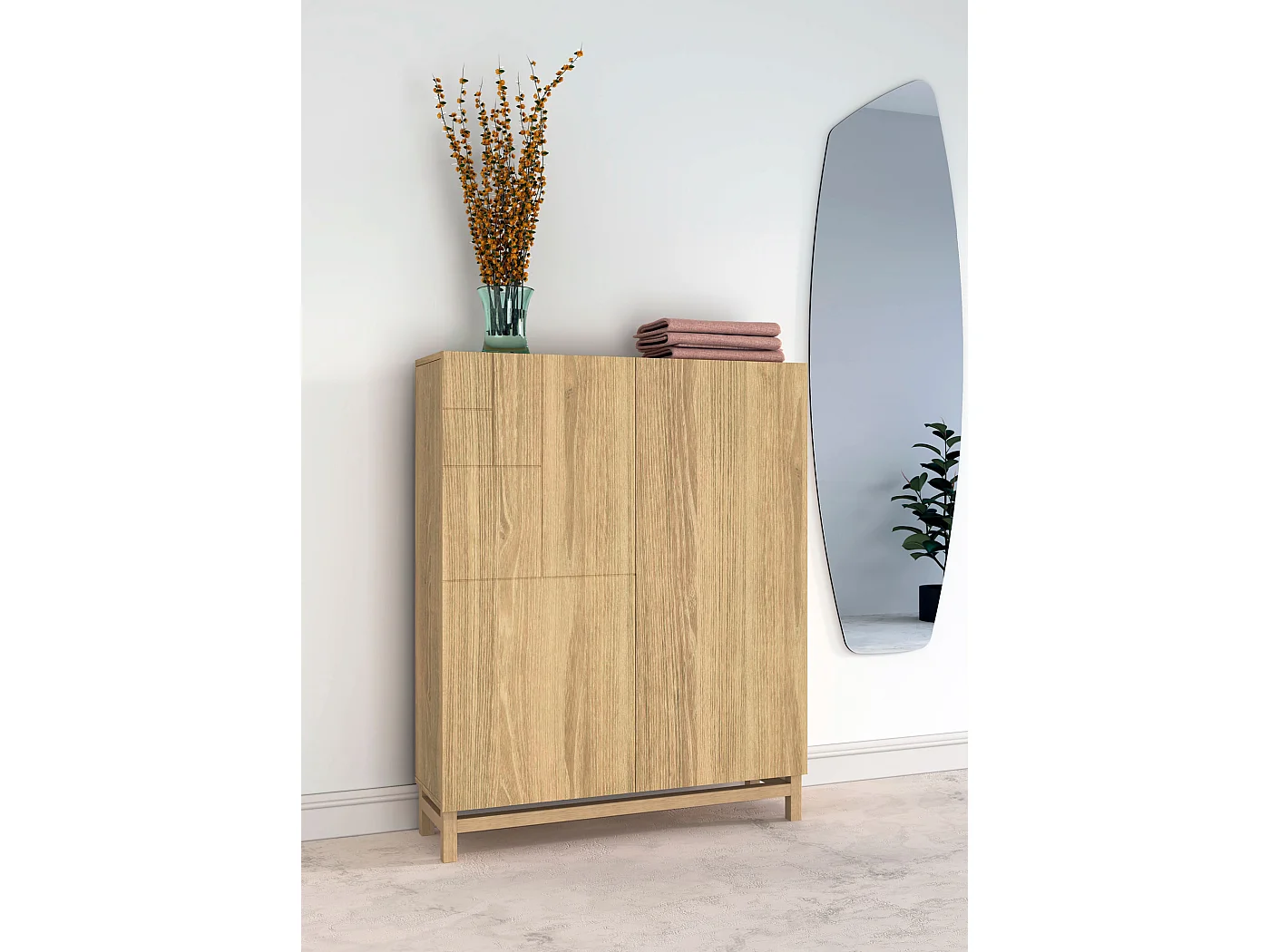 Móvel sapateira/armário - A112cm x C90cm x P27cm carvalho dourado - Volda