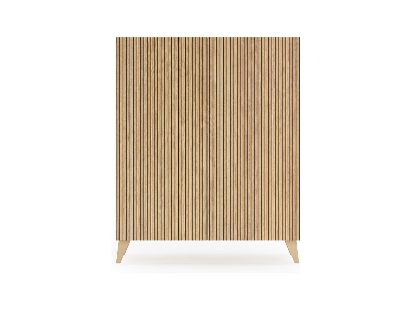 Meuble à chaussures/rangement - H109cm x L90cm x P27cm chêne doré portes impression lattes - Narvik