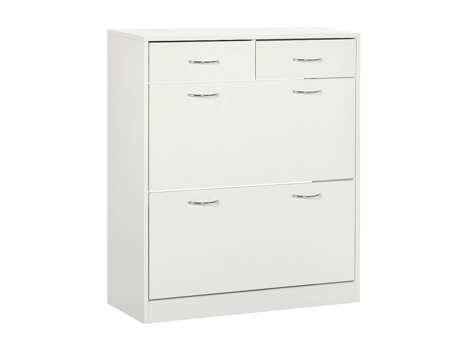 Meuble à chaussures 2 tiroirs 2 portes abattantes étagère blanc