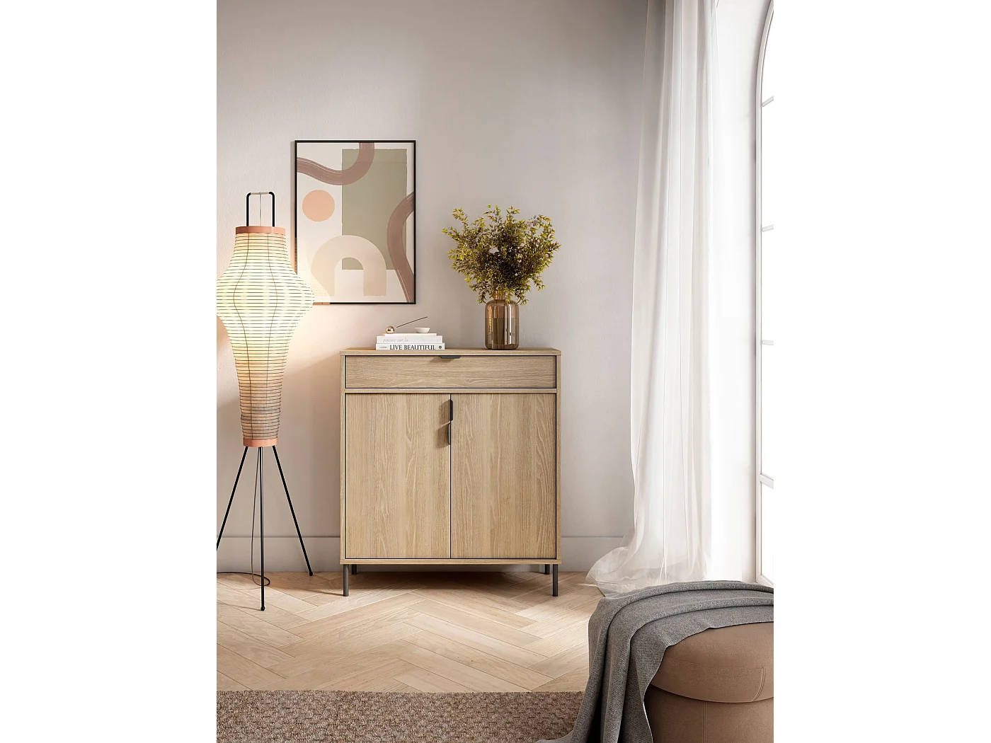 Móvel sapateira/armário - A89cm x C90cm x P29cm carvalho dourado - Alice