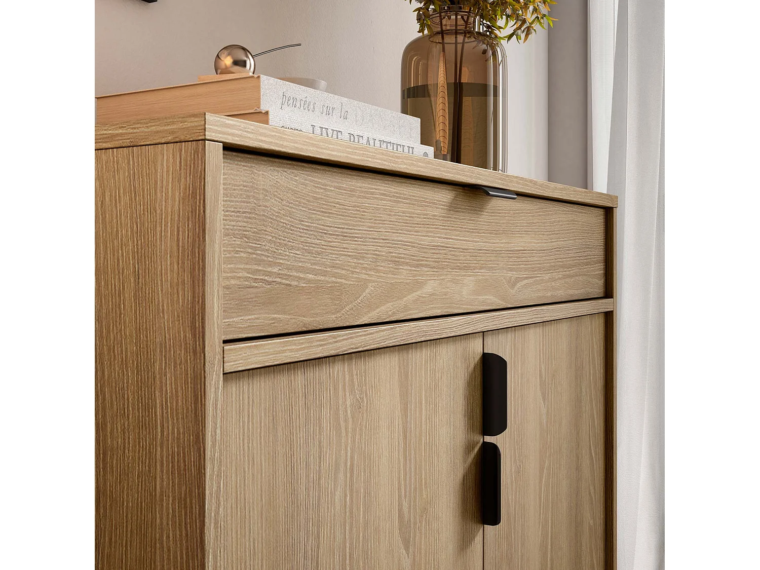 Móvel sapateira/armário - A89cm x C90cm x P29cm carvalho dourado - Alice