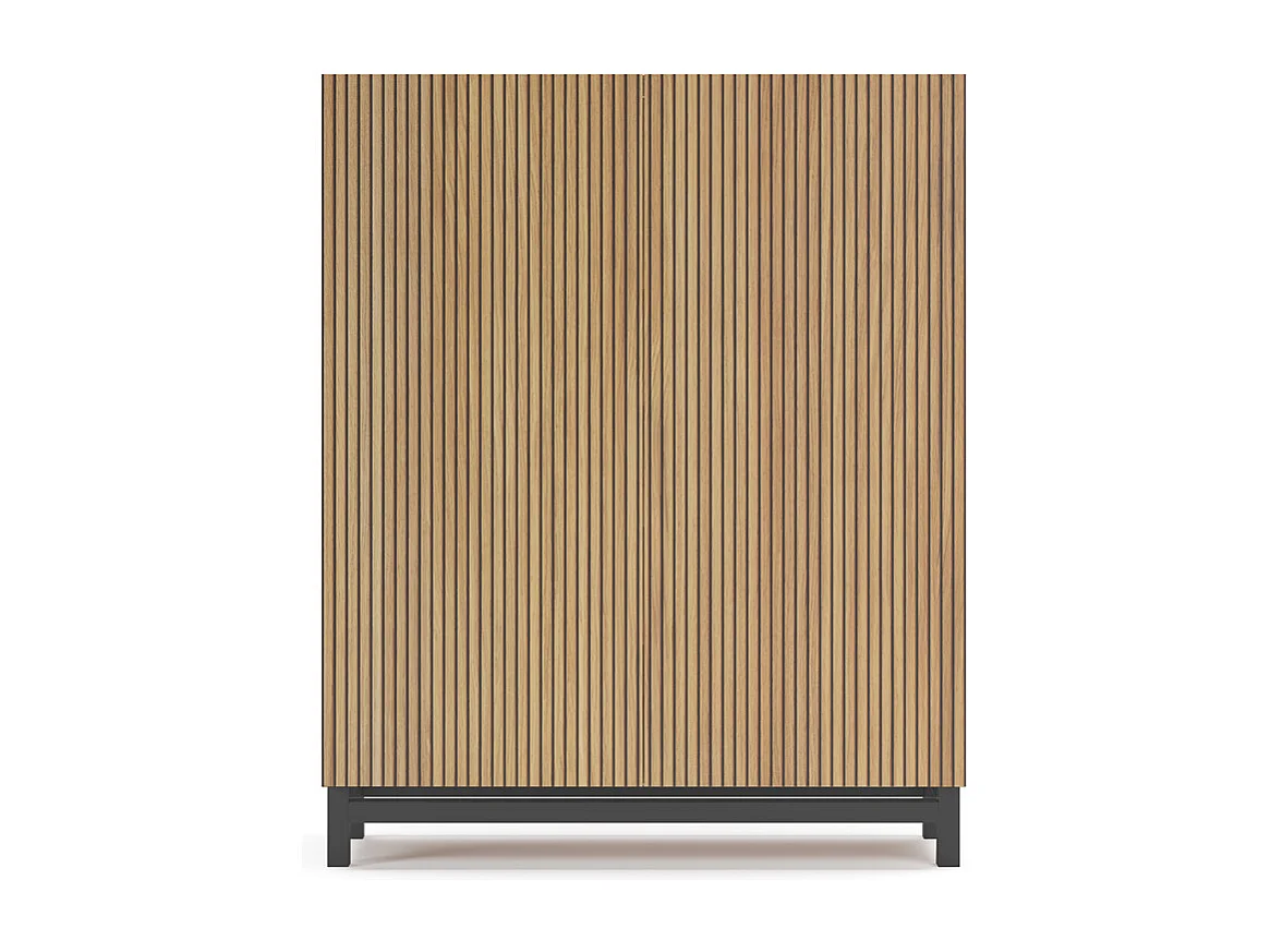 Móvel sapateira/armário - A112cm x C90cm x P27cm carvalho dourado portas impression serrado pés cinza antracite - Lofoten