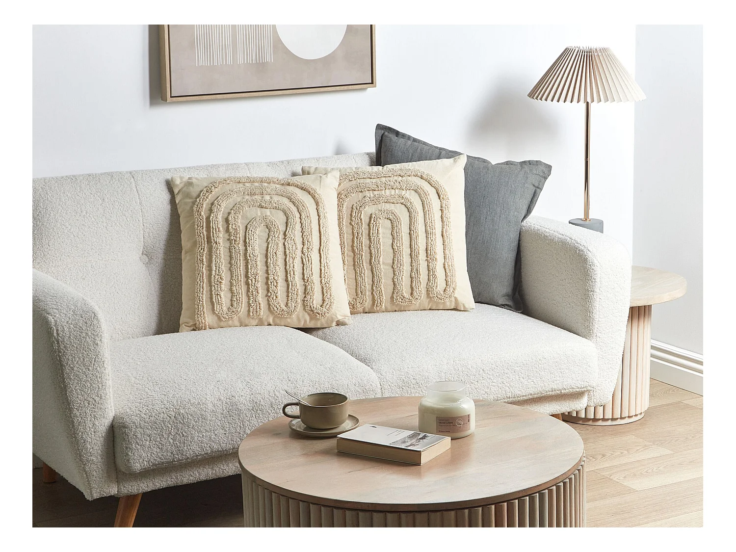 Set van 2 decoratieve kussens TATSOI Katoen 45 x 45 cm Beige Geometrisch patroon