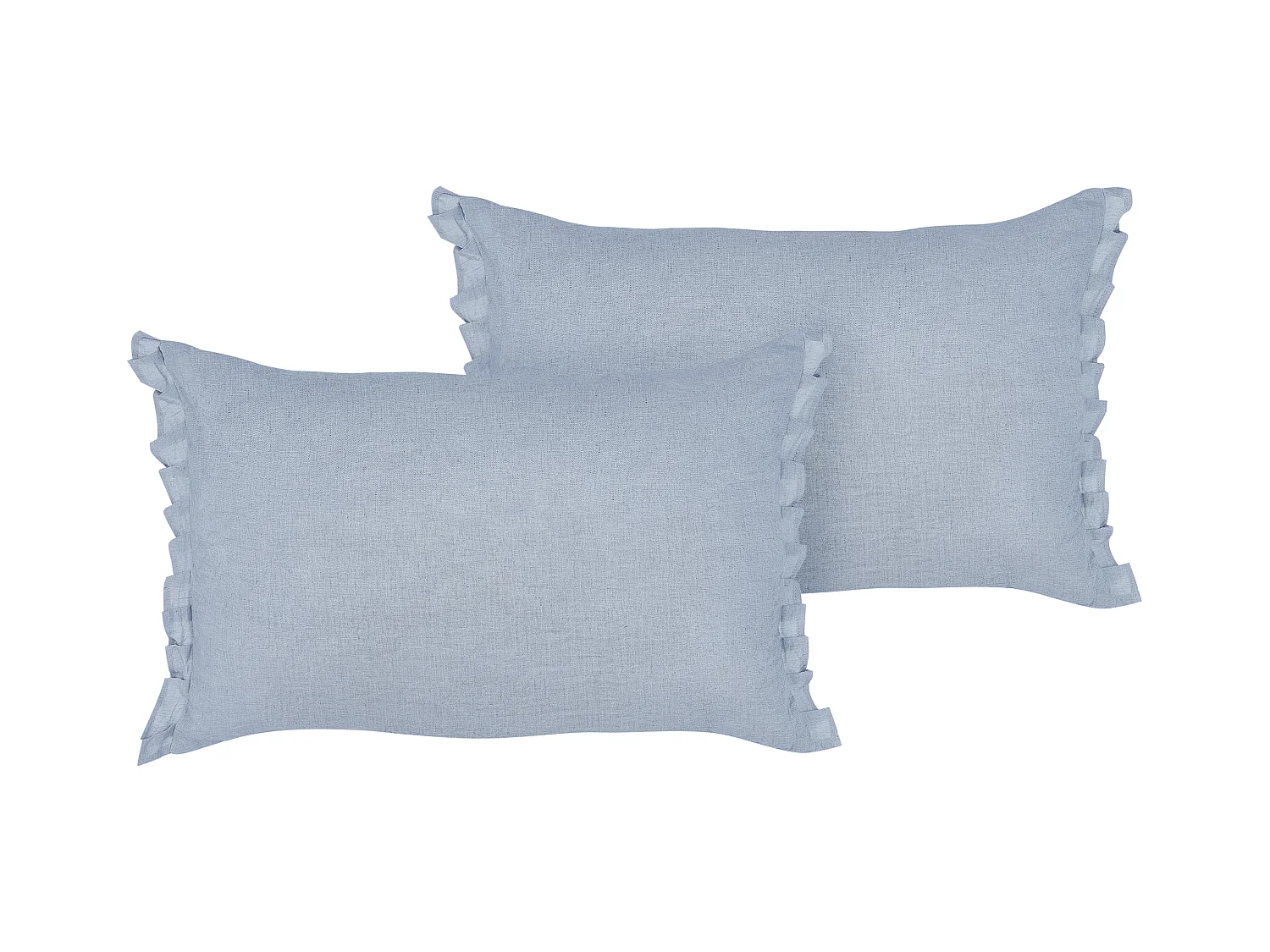 Lot de 2 coussins décoratifs SASSAFRAS Lin 30 x 45 cm Bleu clair Unicolore