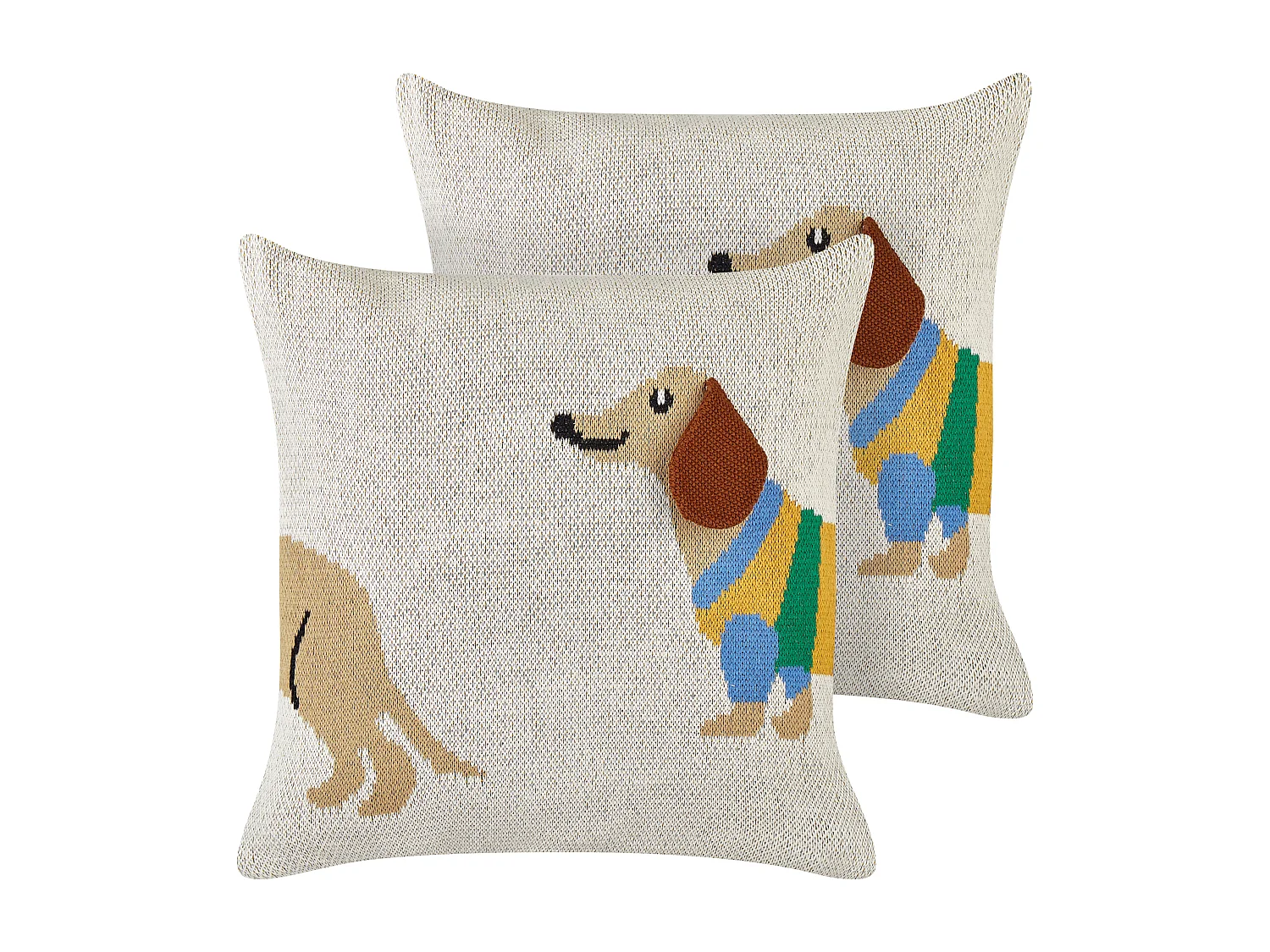 Sierkussen teckel set van 2 katoen beige 45 x 45 cm BATTAL