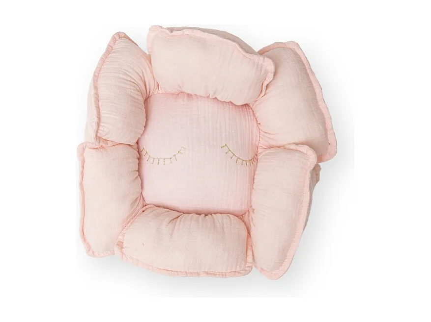 Coussin fleur en coton rose 11x35x35cm