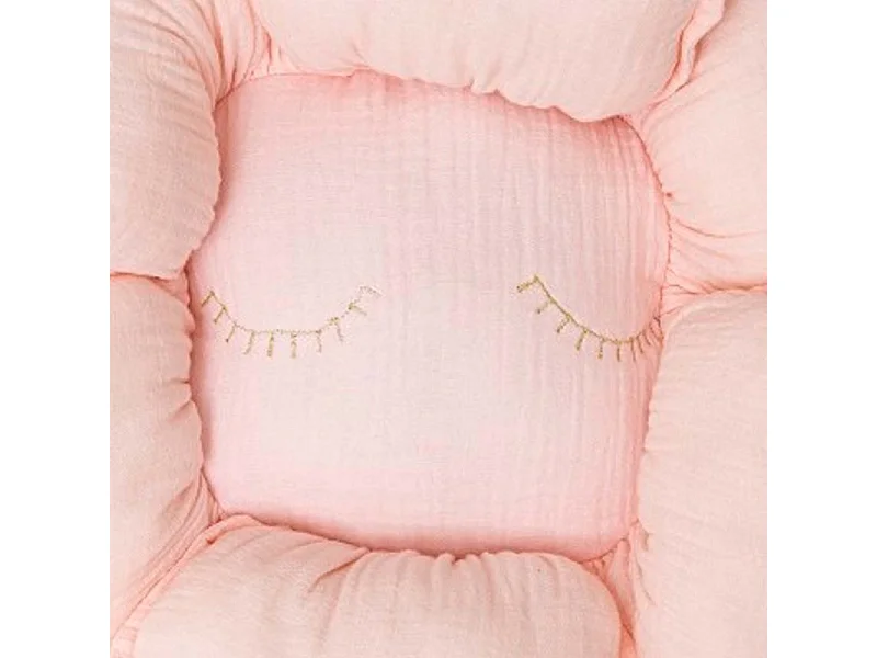 Coussin fleur en coton rose 11x35x35cm