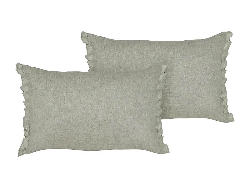 Lot de 2 coussins décoratifs SASSAFRAS Lin 30 x 45 cm Gris clair Unicolore