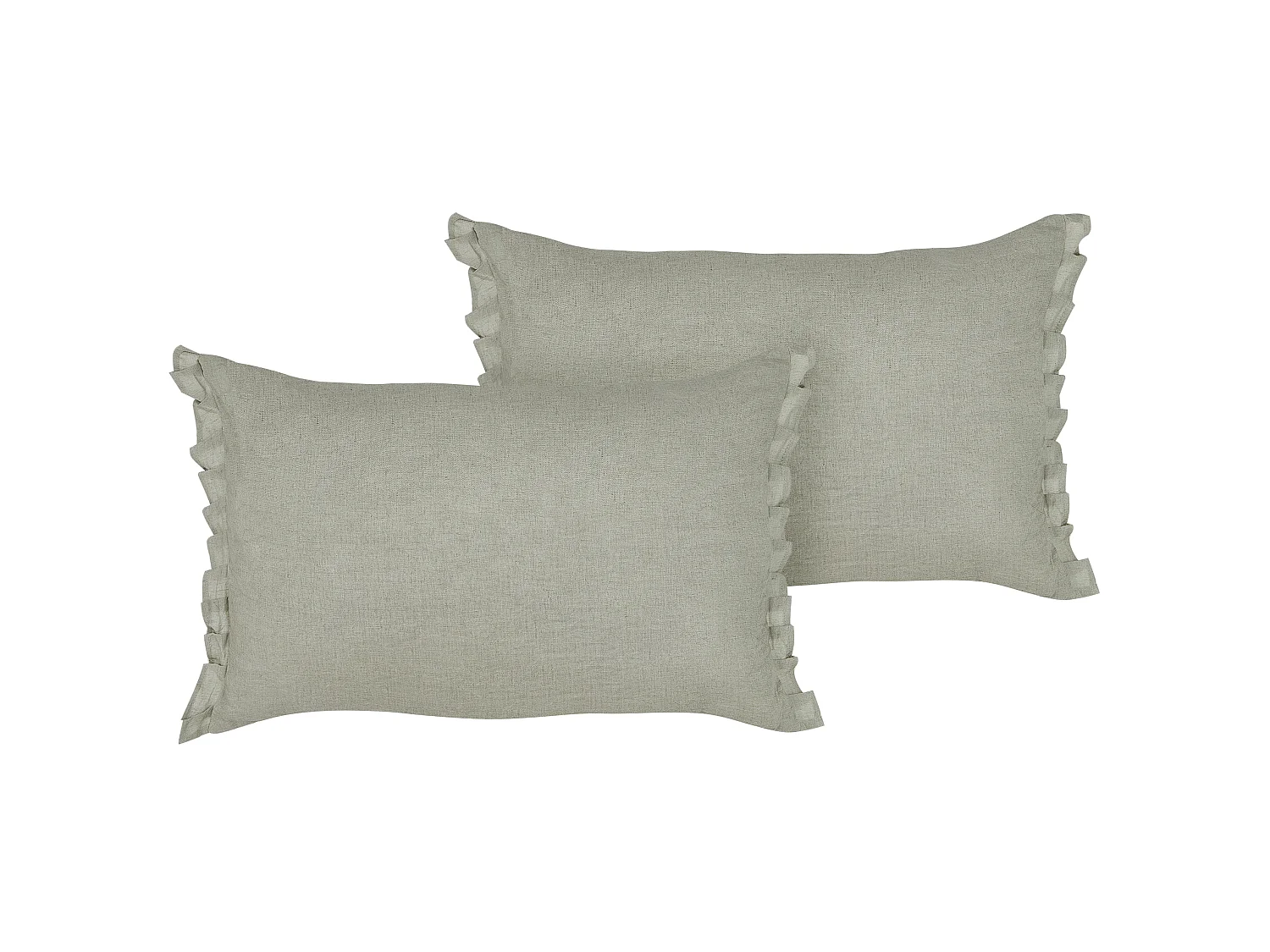 Set of 2 Decorative Cushions SASSAFRAS Linen 30 x 45 cm Light Grey Solid