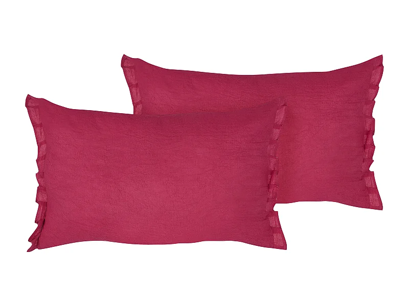 Set di 2 cuscini SASSAFRAS Lino 30 x 45 cm Bordeaux Tinta unita