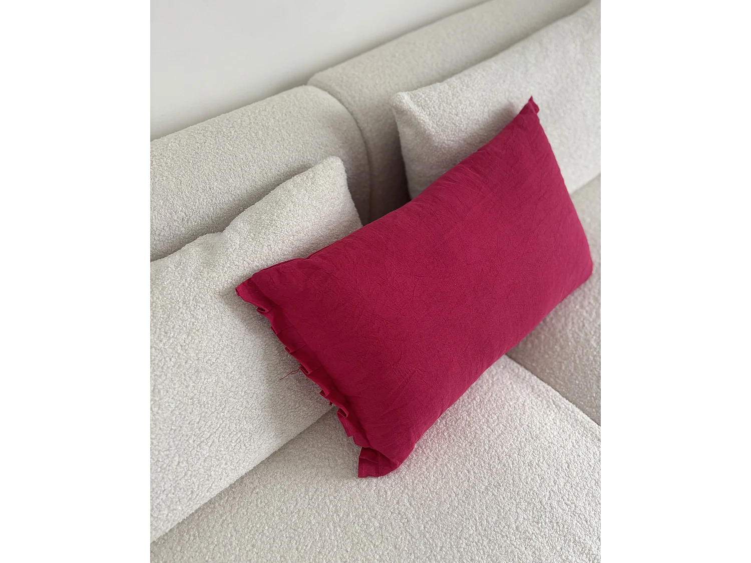 Lot de 2 coussins décoratifs SASSAFRAS Lin 30 x 45 cm Rouge Bordeaux Unicolore