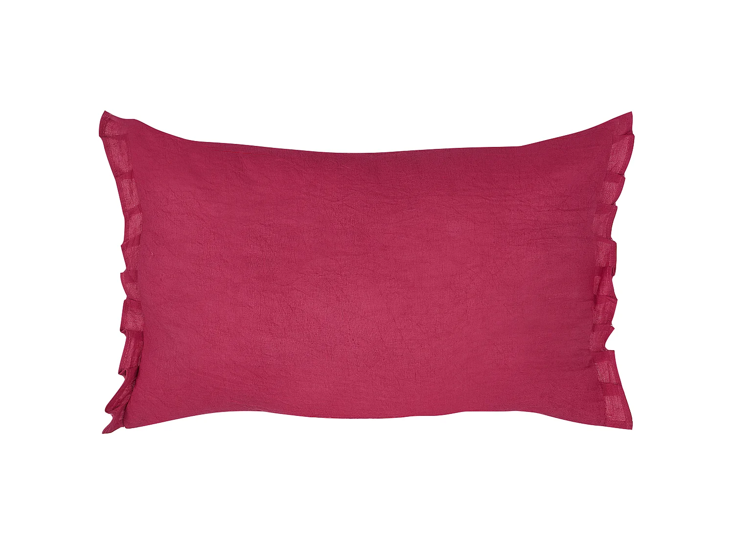 Set of 2 Decorative Cushions SASSAFRAS Linen 30 x 45 cm Burgundy Solid