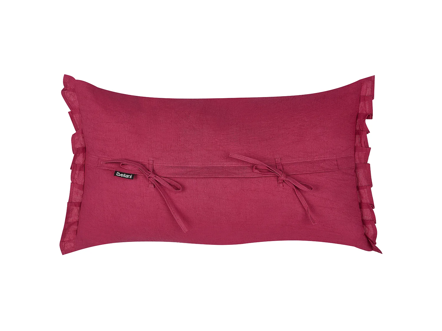 Set of 2 Decorative Cushions SASSAFRAS Linen 30 x 45 cm Burgundy Solid