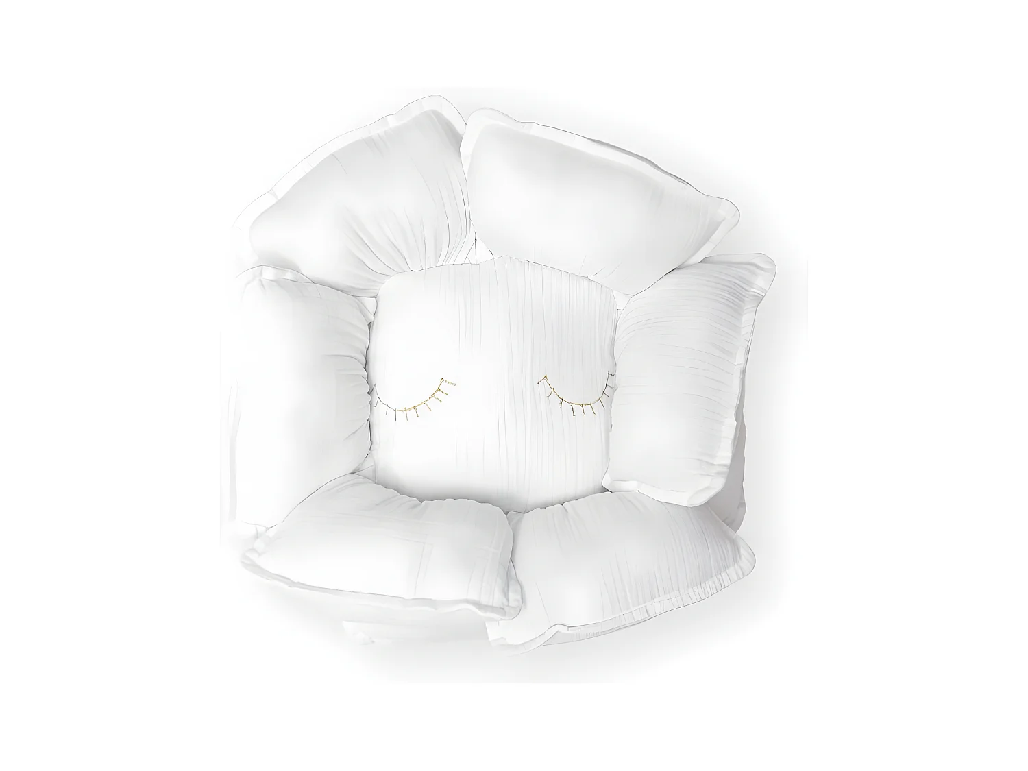 Coussin fleur en coton blanc 11x35x35cm