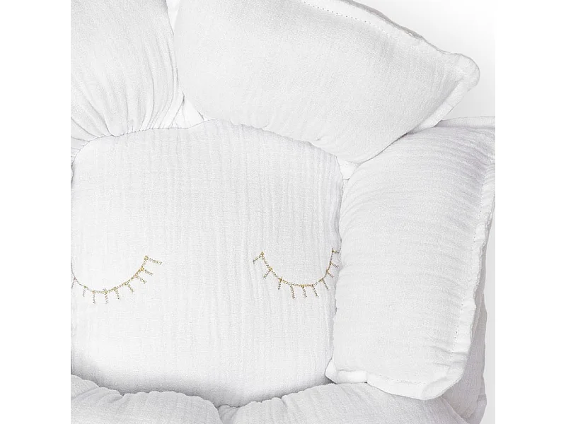 Cojin flor algodón blanco 11x35x35cm