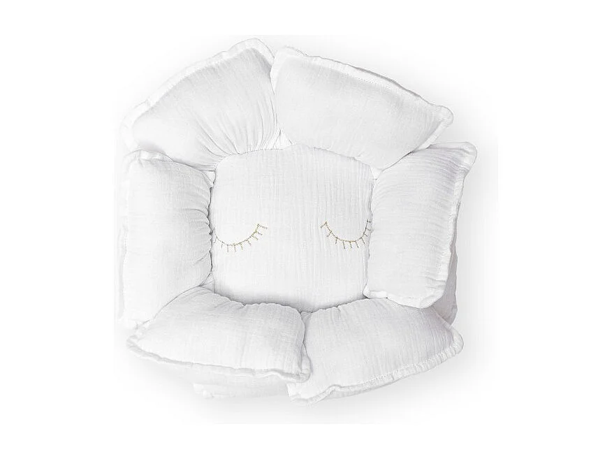 Coussin fleur en coton blanc 11x35x35cm