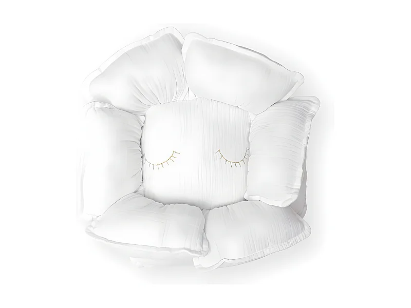 Coussin fleur en coton blanc 11x35x35cm
