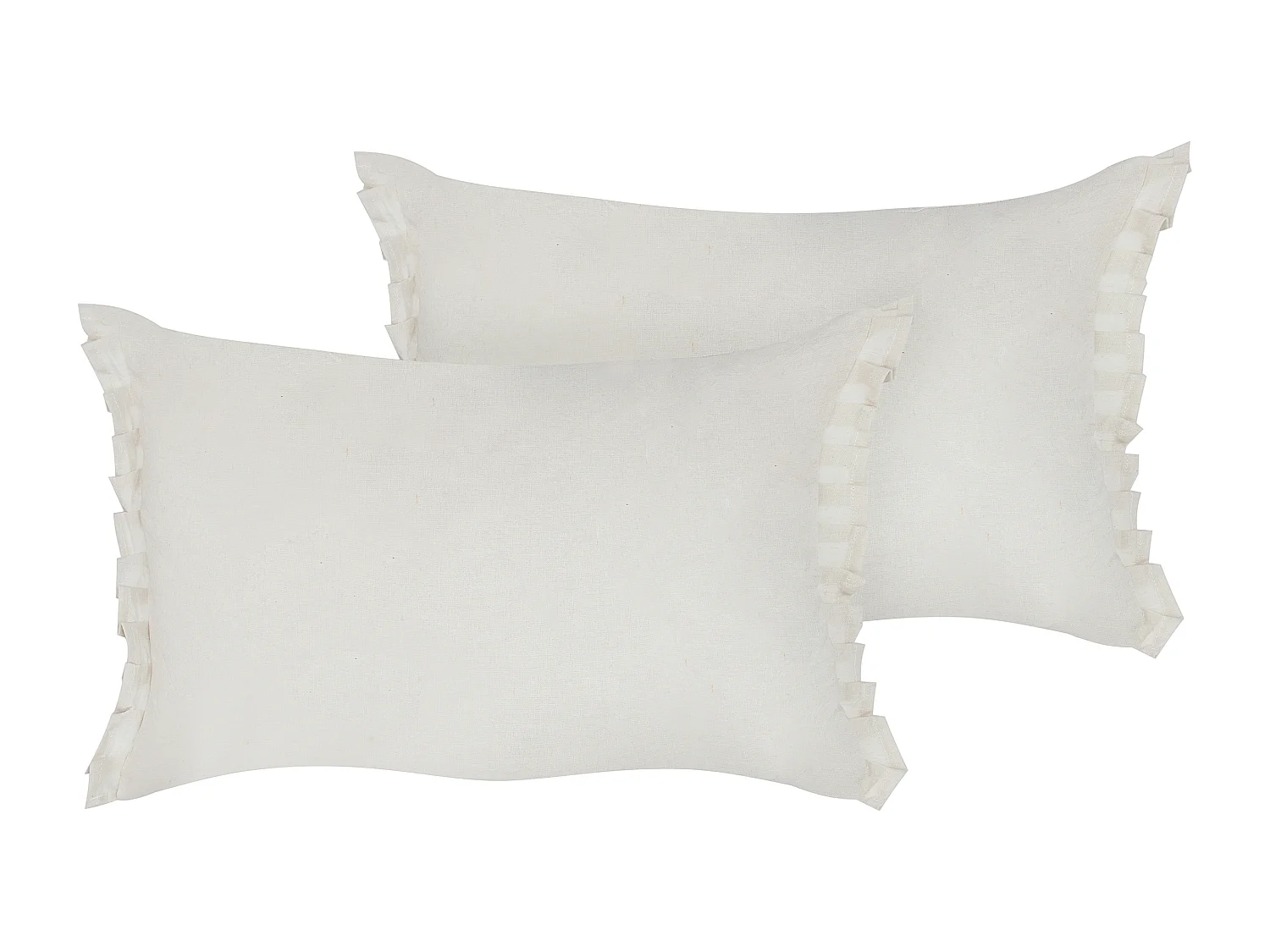 Zestaw 2 poduszek dekoracyjnych SASSAFRAS Len 30 x 45 cm Złamana biel Jednolity