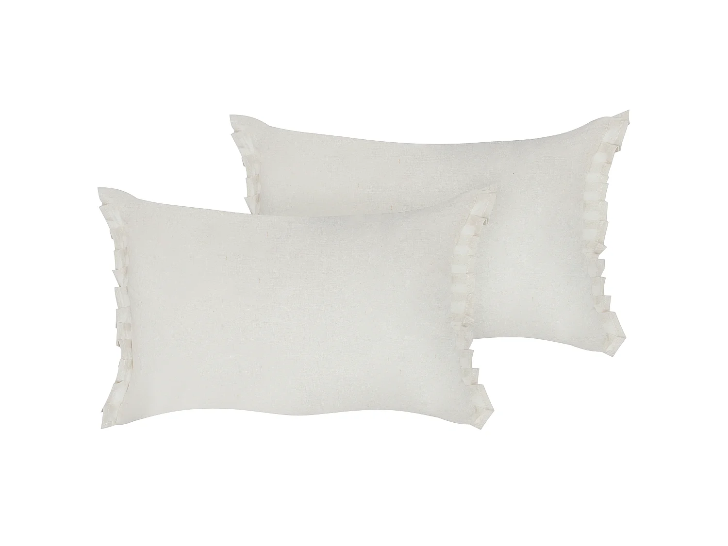 Set of 2 Decorative Cushions SASSAFRAS Linen 30 x 45 cm Off-White Solid