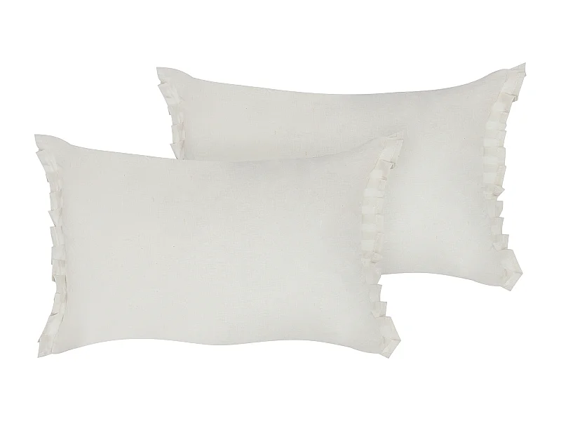 Set di 2 cuscini SASSAFRAS Lino 30 x 45 cm Bianco sporco Tinta unita