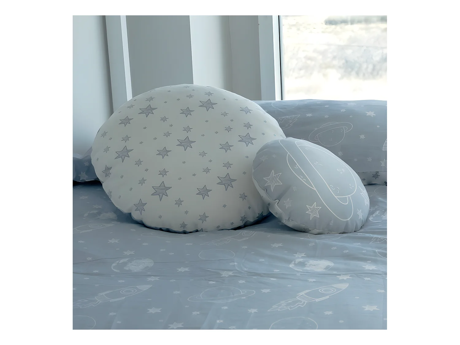 Coussin de 2 coussins en coton bleu 30x30/50x50cm