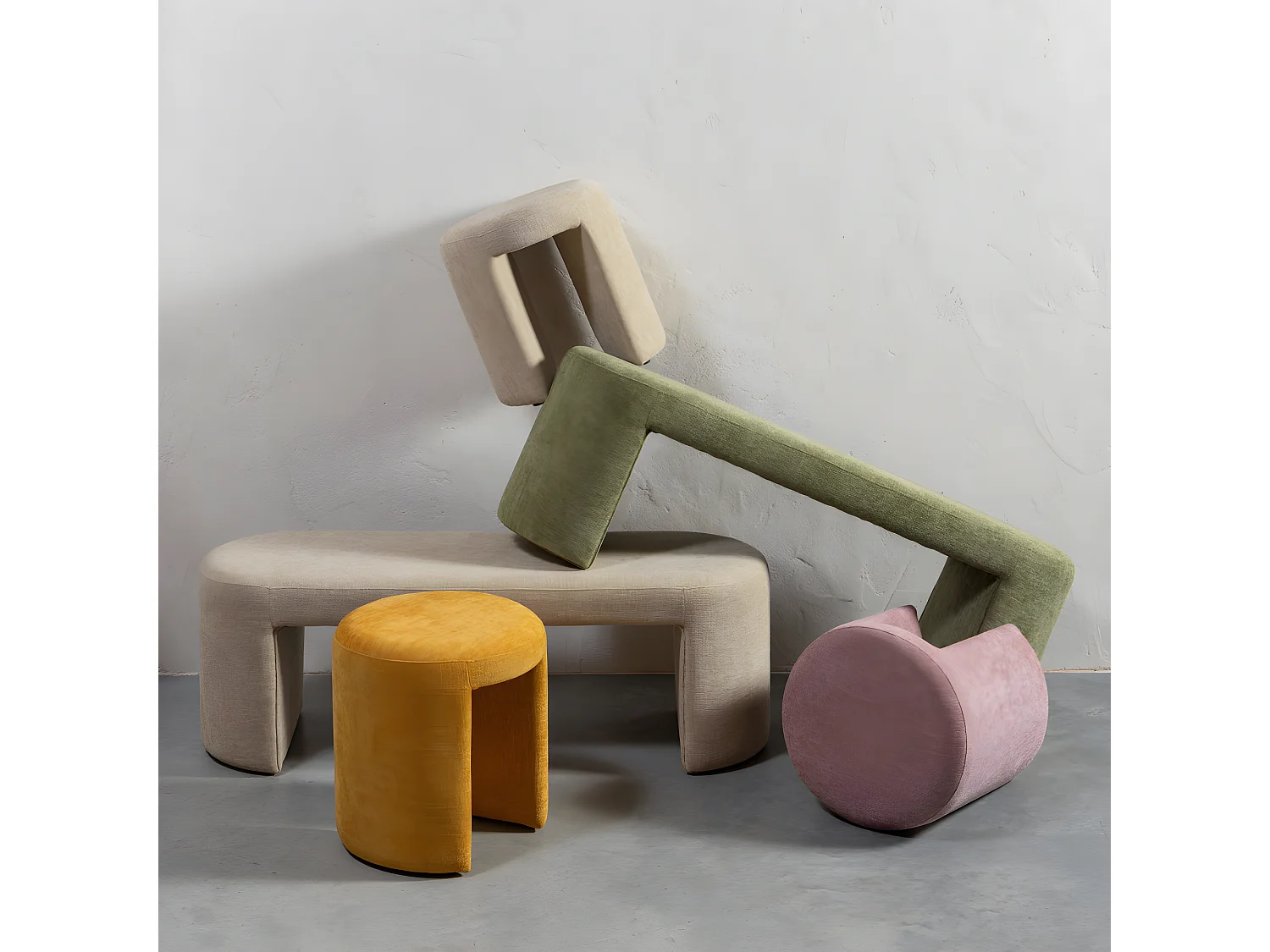 Jacob - Banc en tissu L130cm - Vert