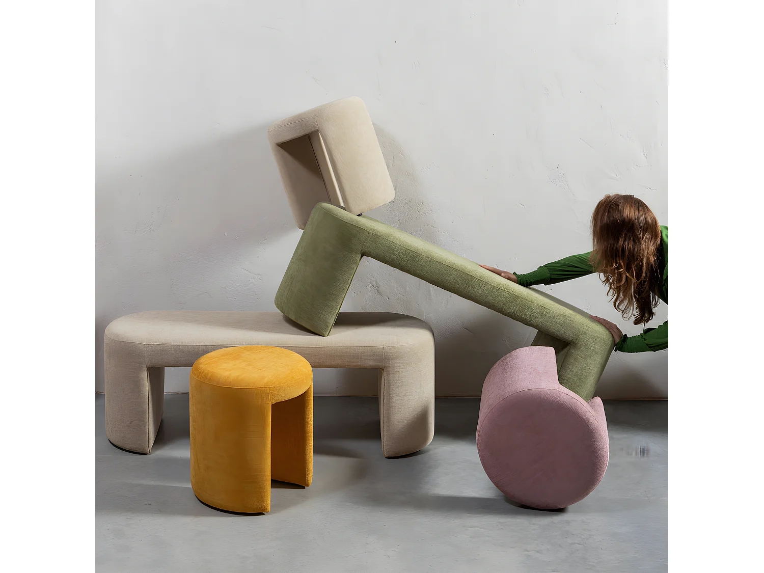 Jacob - Banc en tissu L130cm - Vert