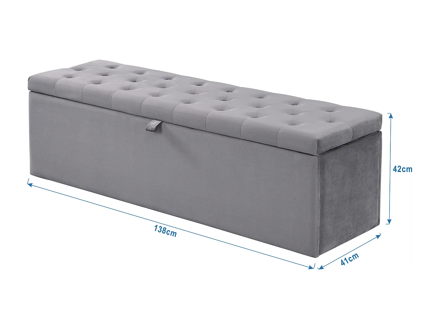 Met fluweel beklede borstbank - Grijs