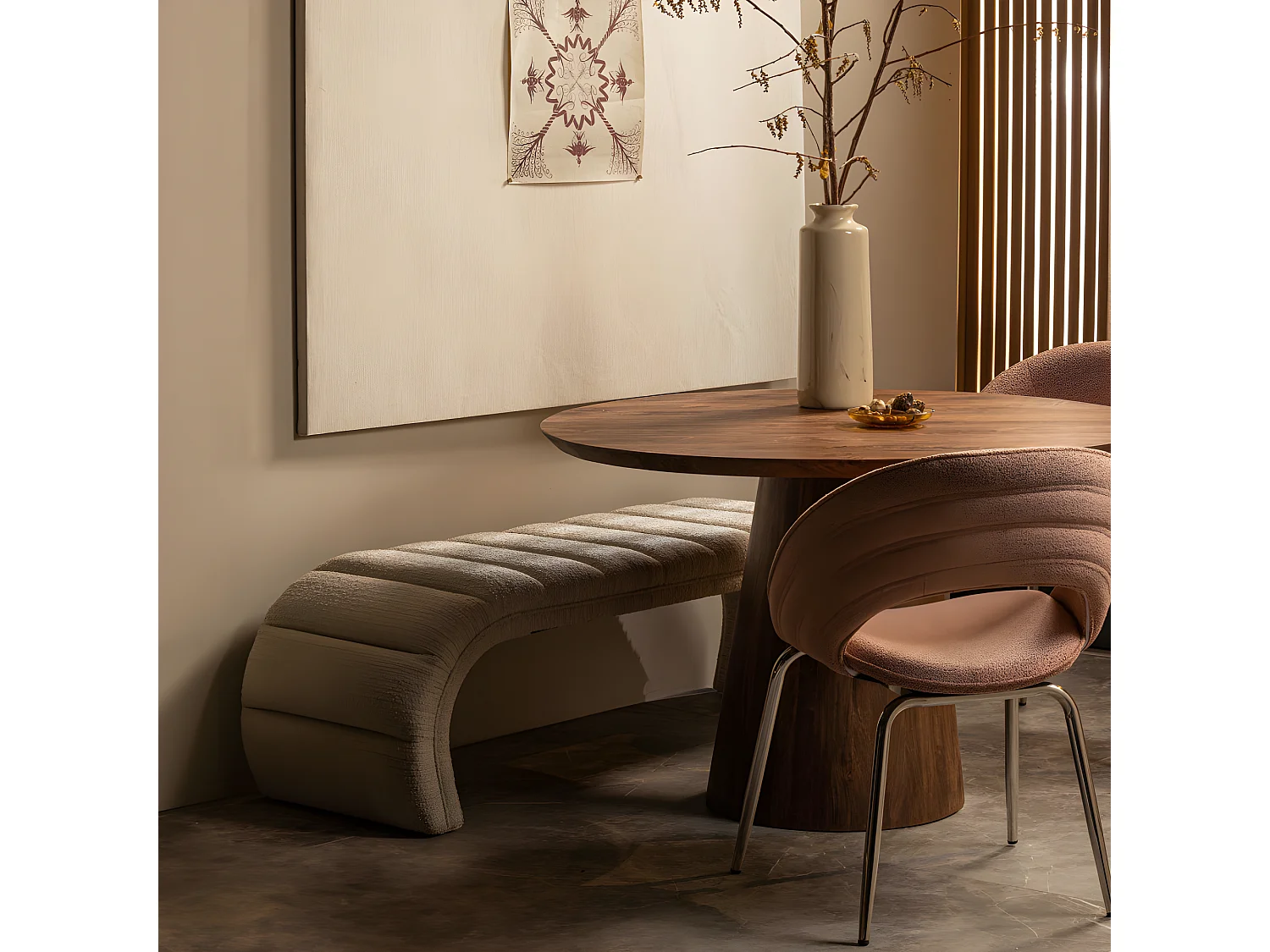 Traffic - Banc en tissu L160cm - Noir et blanc