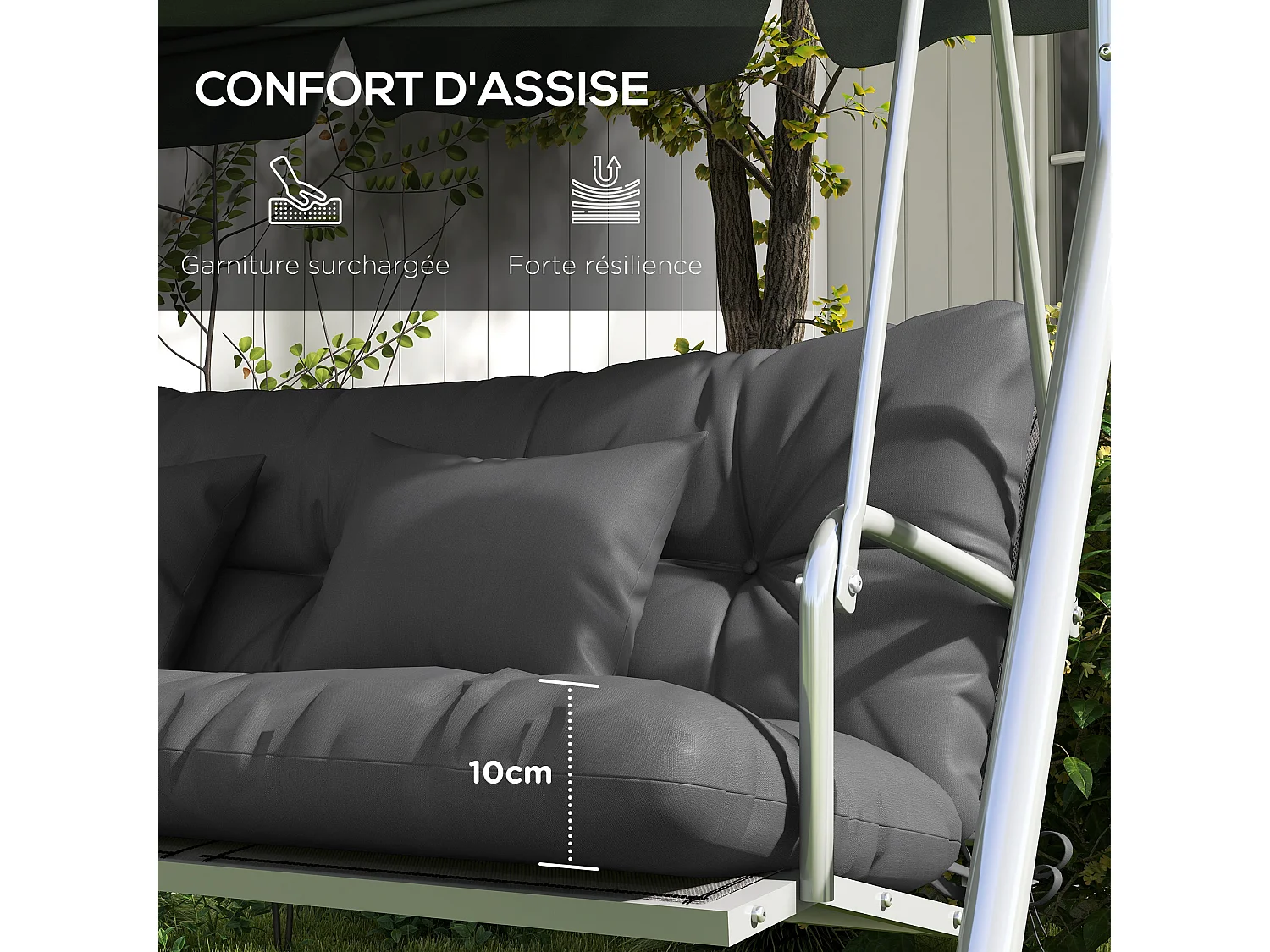 Ensemble de 4 coussins d'extérieur pour balancelle gris