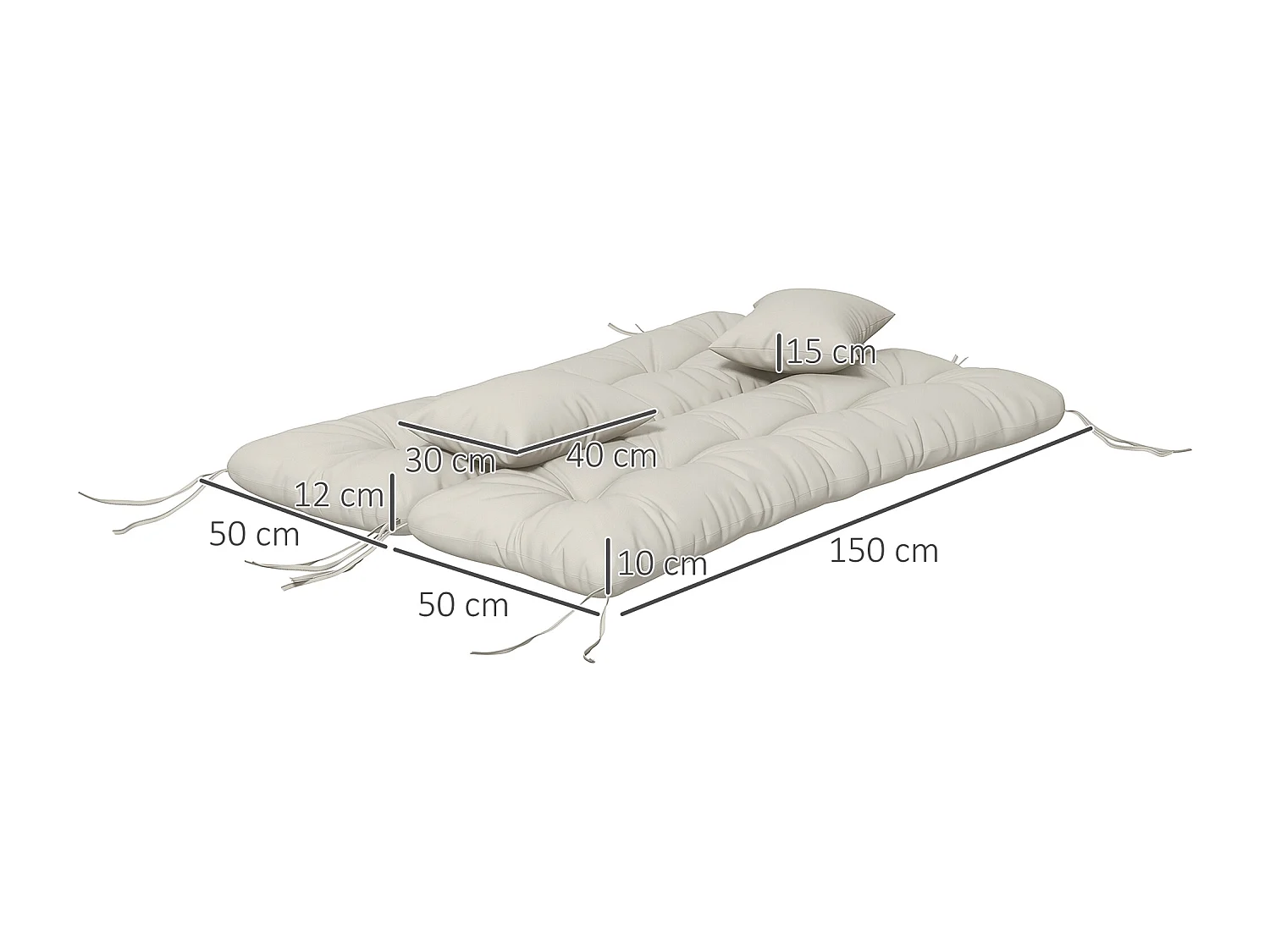 Ensemble de 4 coussins d'extérieur pour balancelle crème