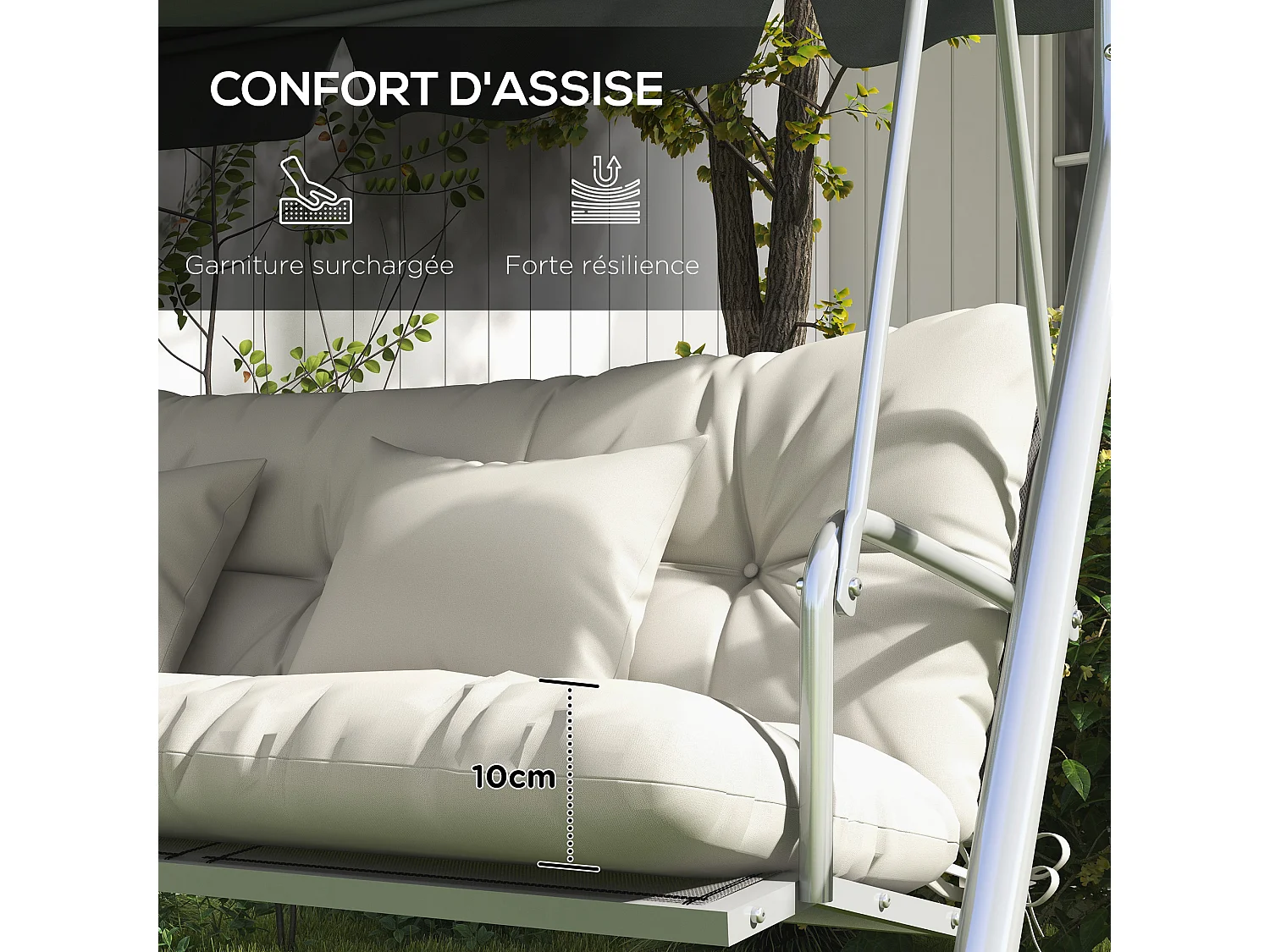 Ensemble de 4 coussins d'extérieur pour balancelle crème