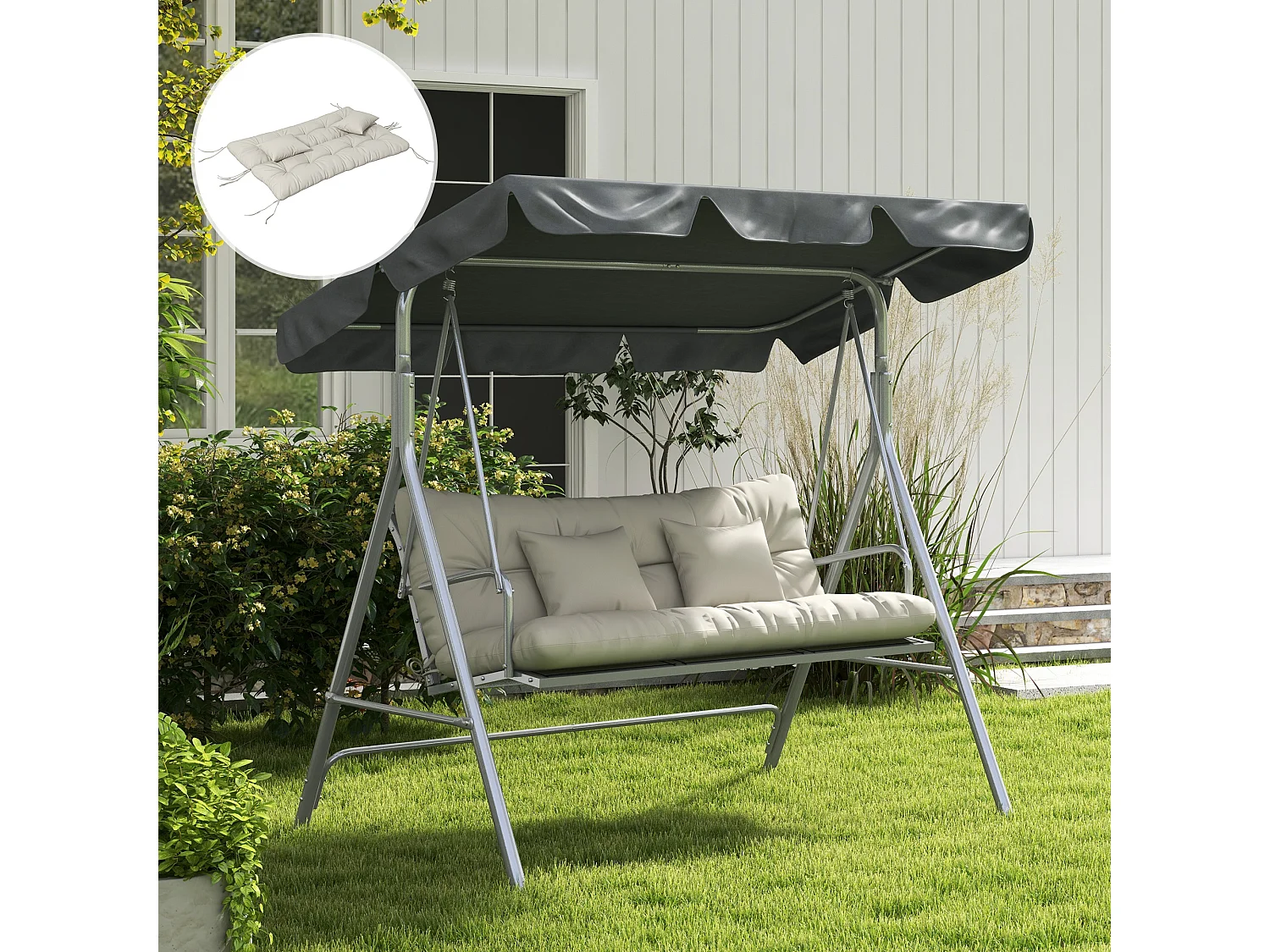 Ensemble de 4 coussins d'extérieur pour balancelle crème