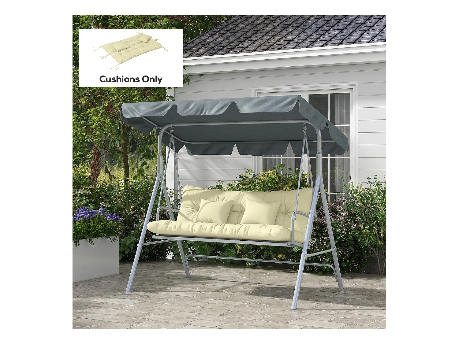 Ensemble de 4 coussins d'extérieur pour balancelle crème
