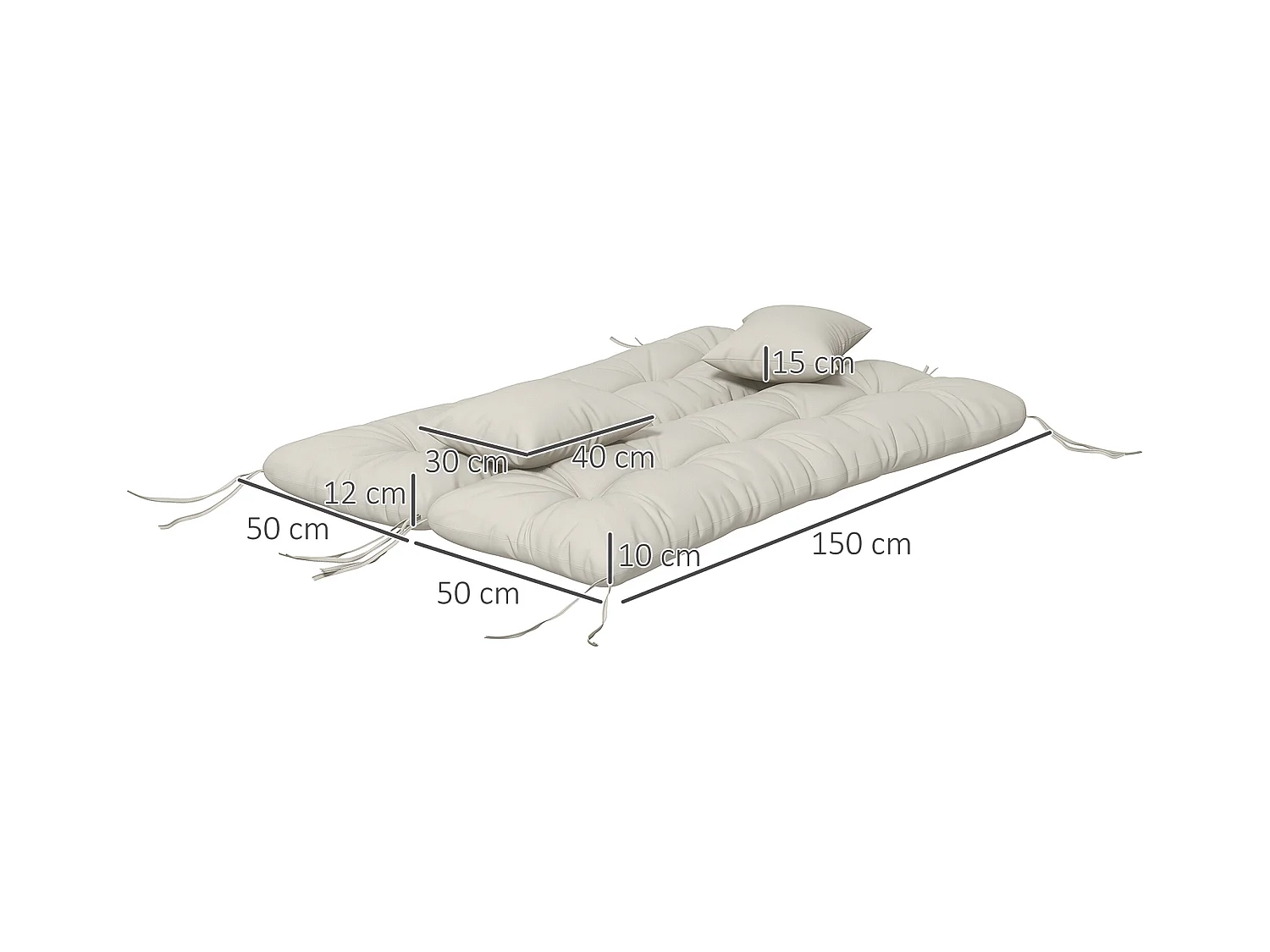 Ensemble de 4 coussins d'extérieur pour balancelle crème