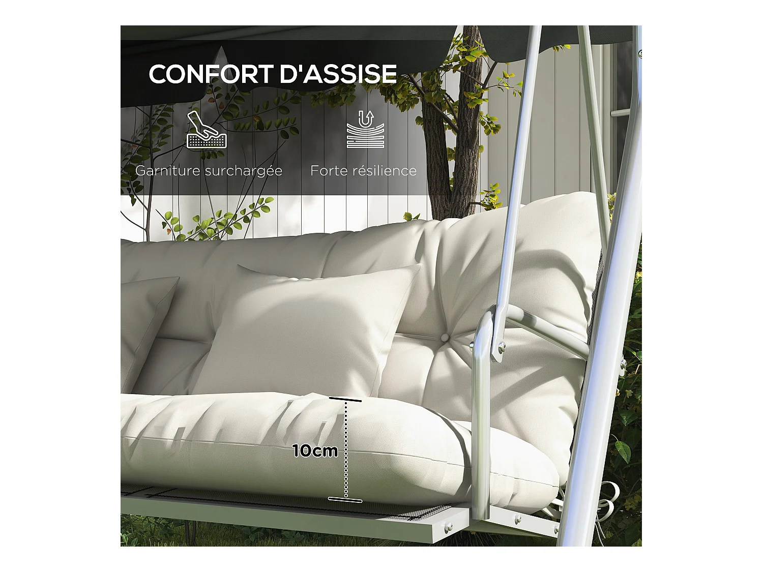 Ensemble de 4 coussins d'extérieur pour balancelle crème