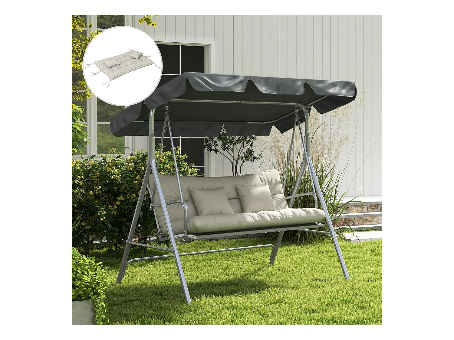 Ensemble de 4 coussins d'extérieur pour balancelle crème