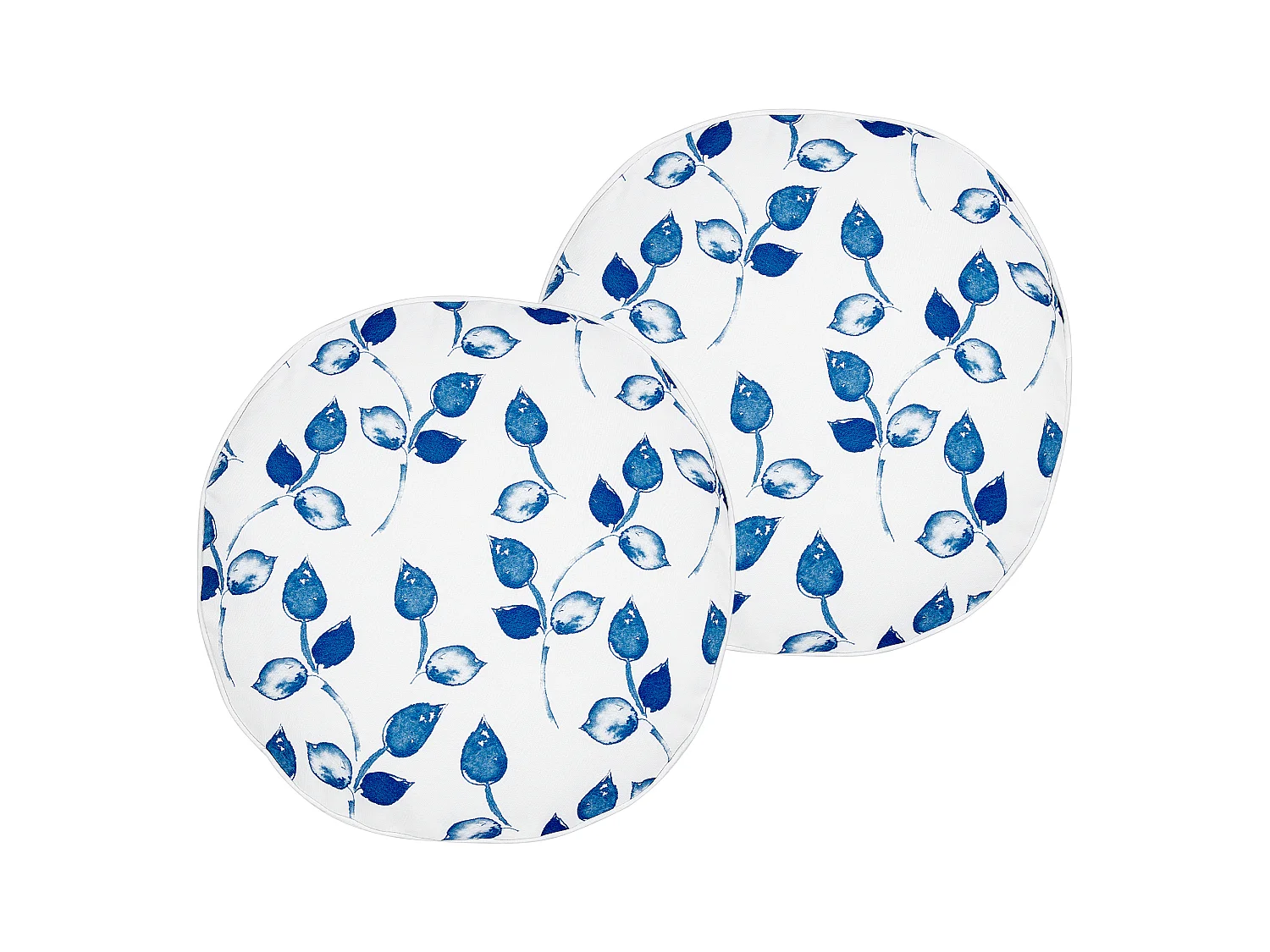 Lot de 2 coussins d'extérieur TORBORA Motif de plante 40 x 40 cm Blanc Bleu