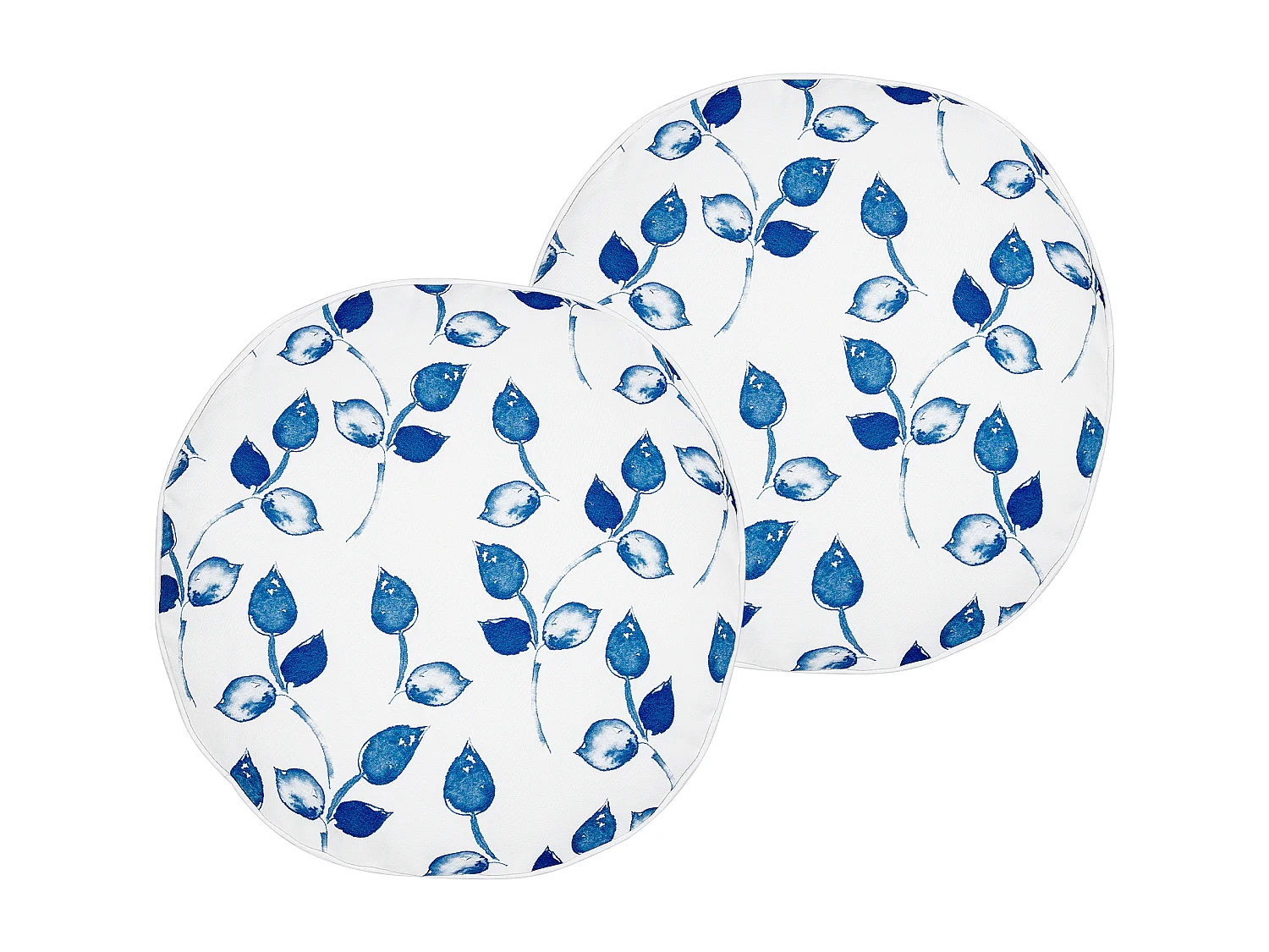 Set van 2 tuinkussens TORBORA Bladpatroon 40 x 40 cm Wit Blauw