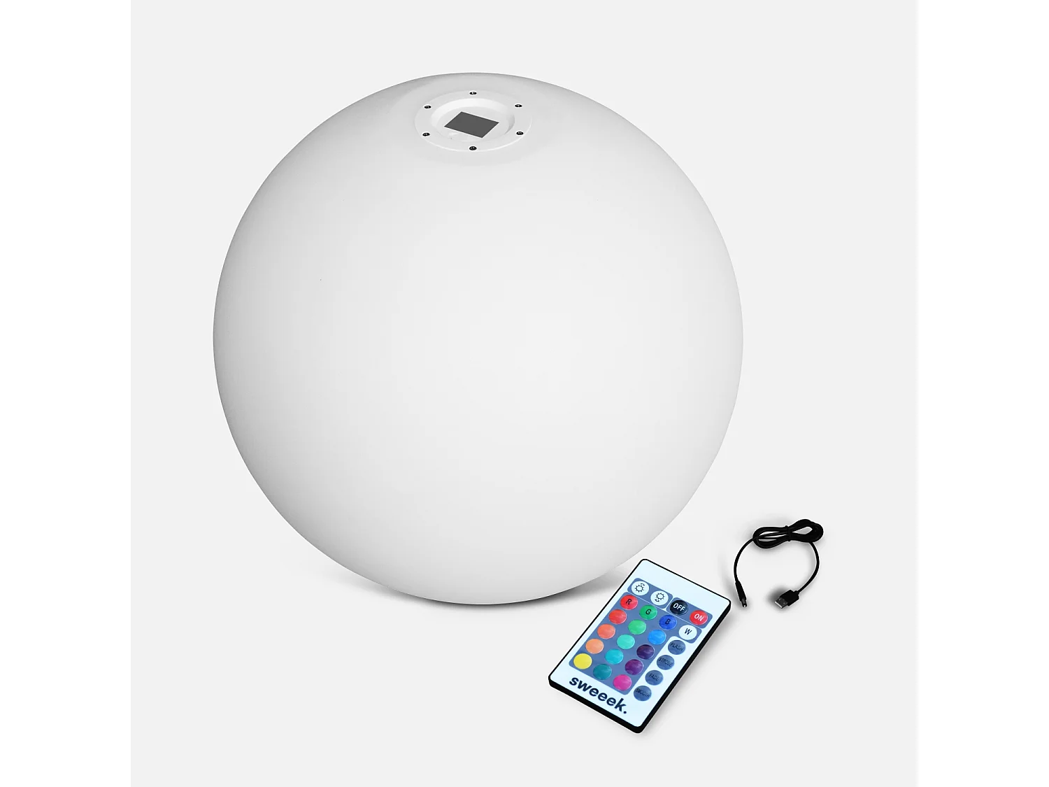 Boule LED 60cm - Sphère décorative lumineuse. 16 couleurs. Ø 60cm. chargeur câble usb (fourni)