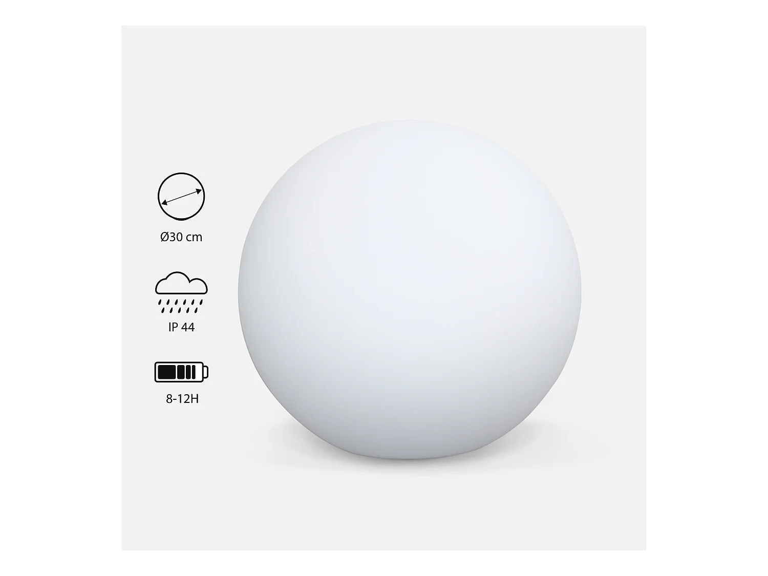 Boule LED 30cm – Sphère décorative lumineuse. Ø30cm. blanc chaud. commande à distance