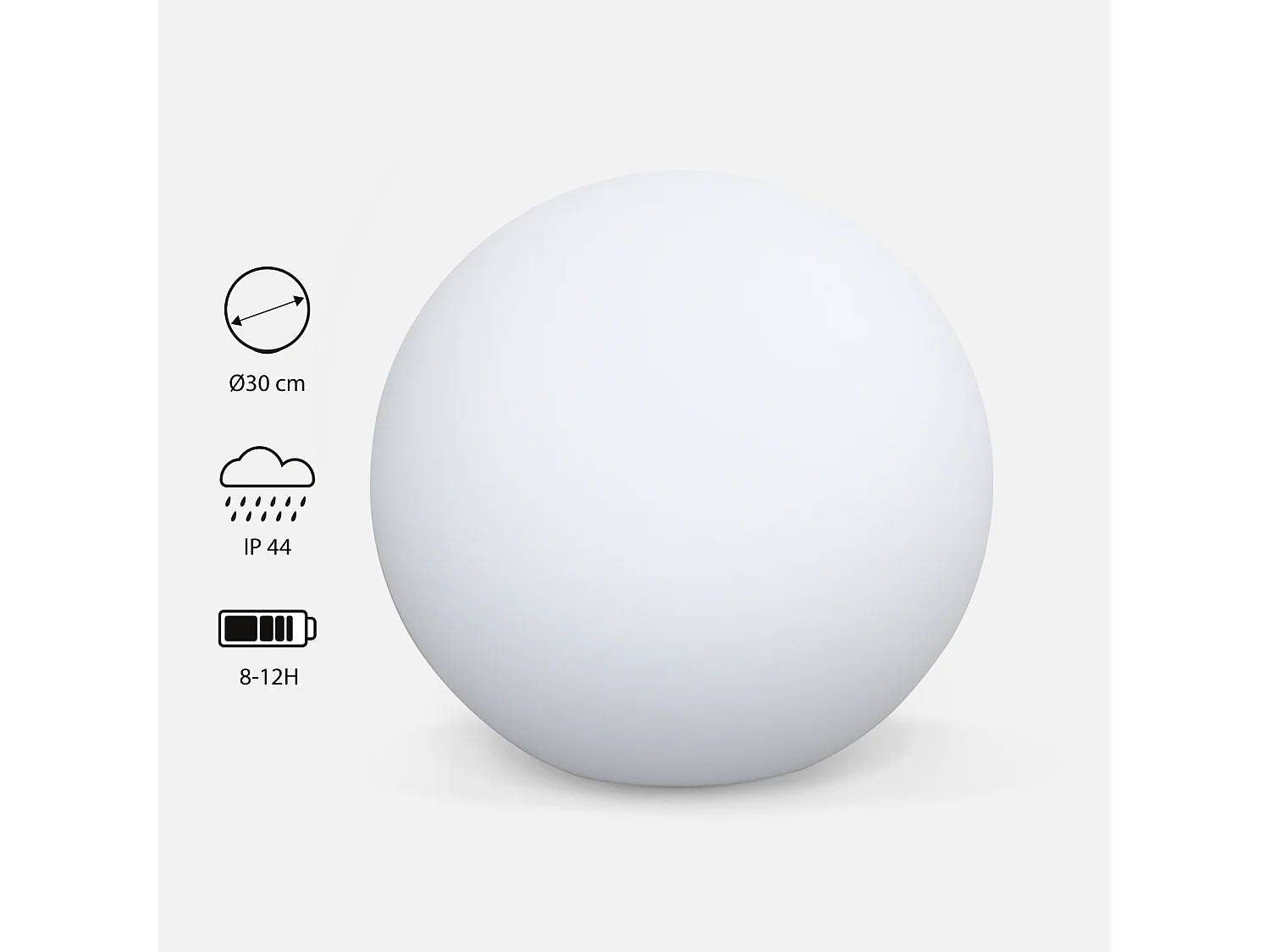 Boule LED 30cm – Sphère décorative lumineuse. Ø30cm. blanc chaud. commande à distance