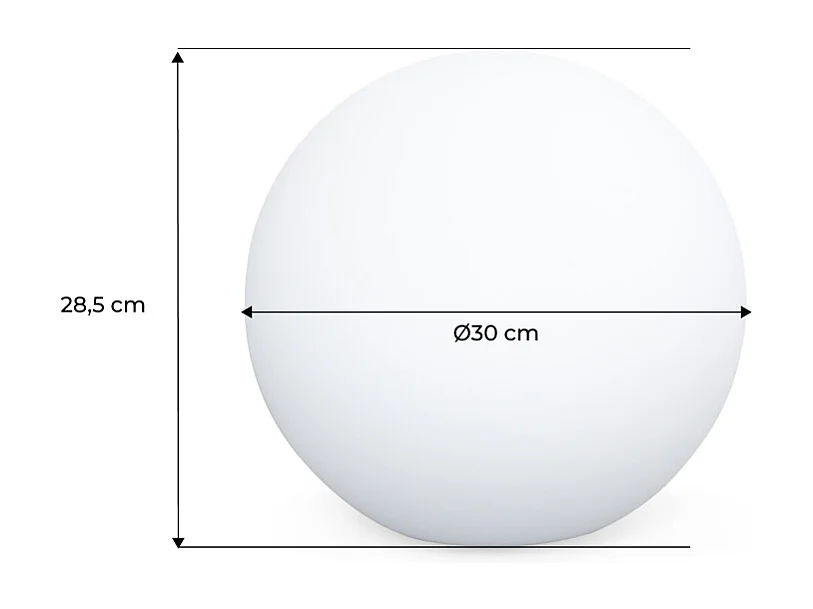 Boule LED 30cm – Sphère décorative lumineuse. Ø30cm. blanc chaud. commande à distance