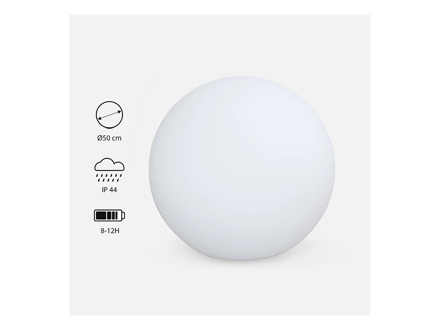 Boule LED 50cm – Sphère décorative lumineuse. Ø50cm. blanc chaud. commande à distance