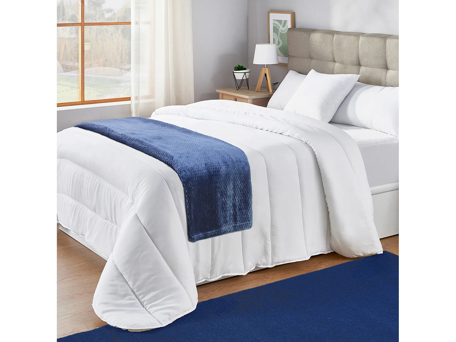 Couverture de canapé en velours écossais extra douce et respirante Bleu